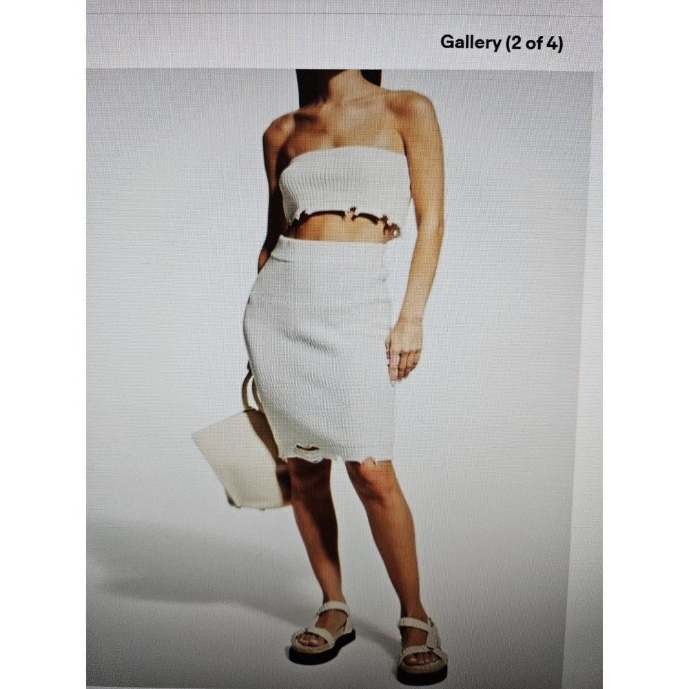 NWT Ser.O.Ya Distressed Grace Dress, Ivory/White Knit 2-Pc. Top and Skirt, LG